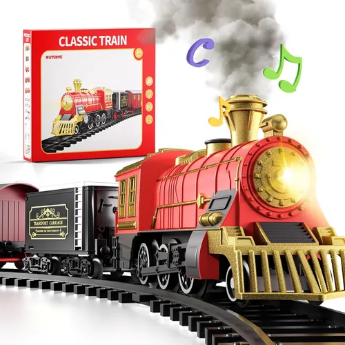 Miniatura 9 de Juego de tren de juguete para niños pequeños de 3 a 8 años, juego de tren eléctrico de juguete con luces y sonido para debajo del árbol de Navidad