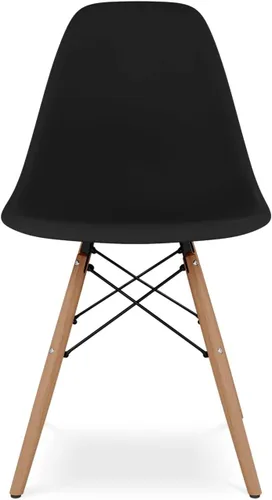 Miniatura 3 de Pyramid - Sillas de comedor de plástico y madera de 17.5 pulgadas, color negro (juego de 2)