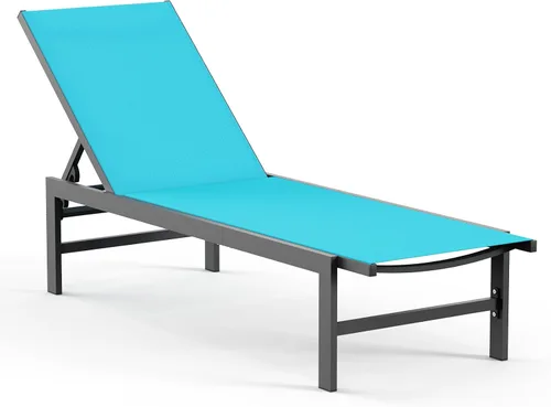 Miniatura 8 de Vexwalx Sillón para exteriores para piscina, tumbonas de aluminio con sillón reclinable de 5 posiciones, silla de patio para patio trasero, junto a