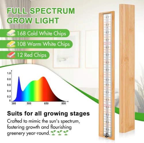 Miniatura 3 de FOXGARDEN Luz de cultivo para plantas de interior de espectro completo, tira de luz de bambú para cultivo en interiores, lámpara de cultivo de 288