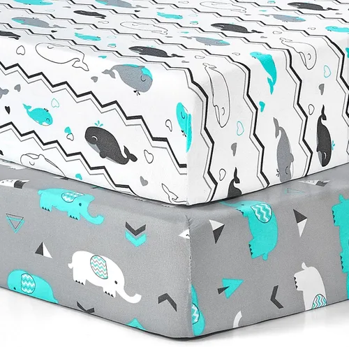 Miniatura 28 de Pack n Play Sheets, BROLEX 2 Pack Mini Crib Sheets,Stretchy Portable Fitted Playard Sheet Set, Convertible Playard Mattress Cover,Ultra Soft