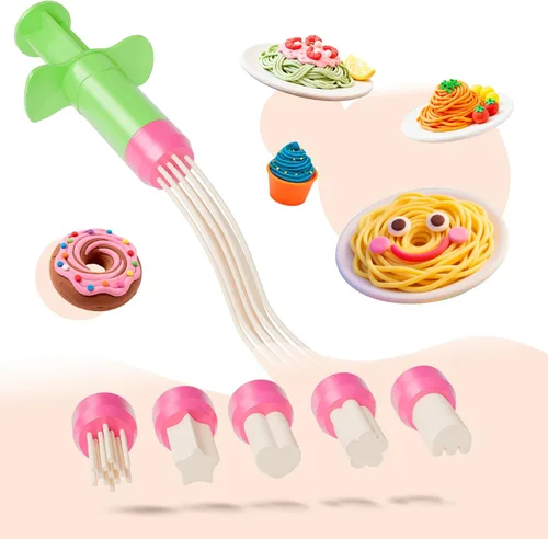 Miniatura 3 de Herramientas de masa para niños, 41 juguetes de masa, incluyen moldes de comida para jugar, cupcakes, helado, hamburguesa, papas fritas, fideos