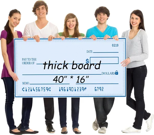 Miniatura 10 de Big Check - Cheques grandes reutilizables de 30 x 16 pulgadas para presentaciones de premios, cheque falso gigante para donaciones de dotación, Negro