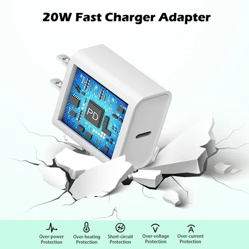 Miniatura 3 de Cargador de iPhone de carga rápida para iPhone 14, paquete de 2 bloques de pared USB C con enchufe de cargador y cable de carga USB C a Lightning