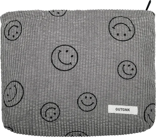 Miniatura 21 de Bolsa de maquillaje para mujeres, bolsa de cosméticos de pana con diseño estético, bolsa de mano para damas, estuche para lápices para niñas, lindo