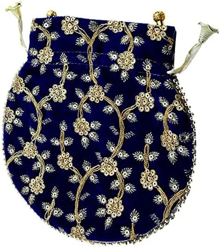 Miniatura 2 de Bolsa de terciopelo bordada para mujer, bolsa con cordón, regalo de boda dorado para mujer