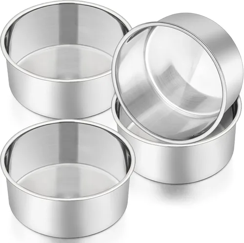 Miniatura 8 de P&P CHEF - Juego de moldes para tartas de 8 pulgadas, moldes redondos para hornear de acero inoxidable para capas, moldes para tartas de cumpleaños