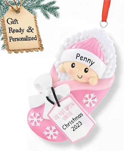 Miniatura 16 de Adorno 3D personalizado para la primera Navidad del bebé 2025 para niño Adorno de la primera Navidad del bebé 2025 Adornos de bebé para árbol