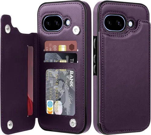 Miniatura 20 de Bizzib para Google Pixel 6A Funda de cuero tipo cartera con tarjetero, cubierta tipo libro con pata de pie, cierre magnético, funda protectora a