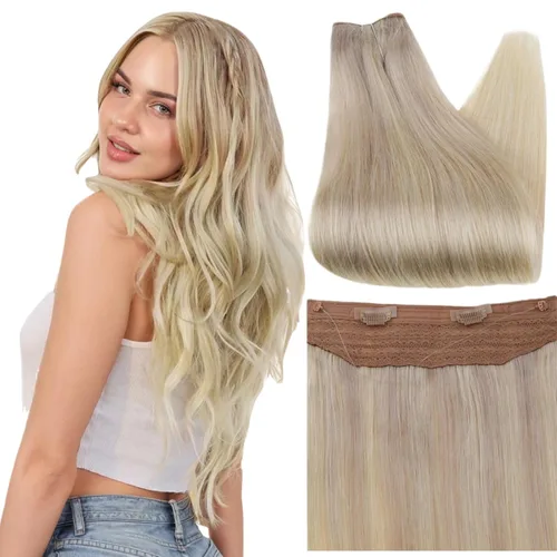 Miniatura 37 de Fshine - Extensiones de cabello humano con clip, de 16 pulgadas, con clip, color marrón chocolate, mezcla de rubio caramelo, extensiones de cabello