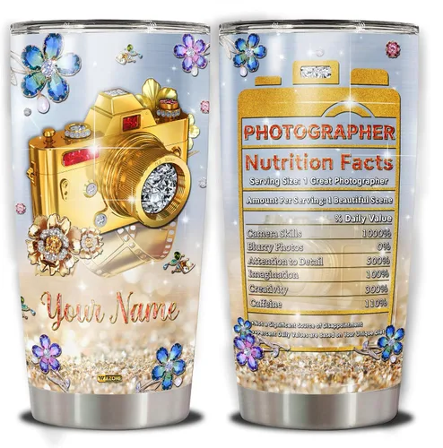 Miniatura 7 de WAZONE Vaso de acero inoxidable personalizado con datos nutricionales de baterista, 20 onzas, 30 onzas, nombre personalizado, con texto "I Play