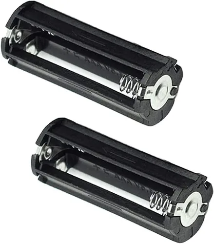 Miniatura 3 de 3 x 1,5 V AAA Cilíndrico Batería Protectora Soporte de Cove para linterna antorcha, paquete de 2, negro (cabeza plana negro)