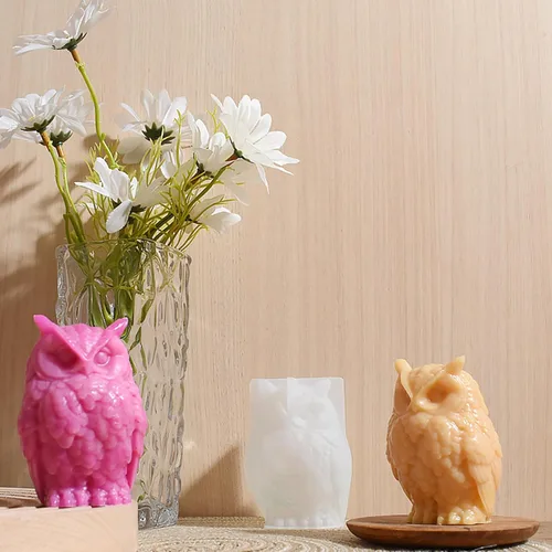 Miniatura 4 de Juego de moldes para velas de resina y silicona de animales y búhos, molde de animales 3D para decoración del hogar y fabricación de velas Búho-3260