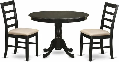 Miniatura 15 de East West Furniture HLPF5-CAP-W - Juego de comedor de 5 piezas para 4 personas, incluye una mesa de comedor redonda con pedestal y 4 sillas