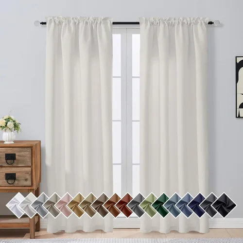 Miniatura 221 de OVZME Cortinas opacas turquesa para tratamiento de ventanas pequeñas, cortinas cortas con bloqueo de luz para ventana de cocina sobre el fregadero