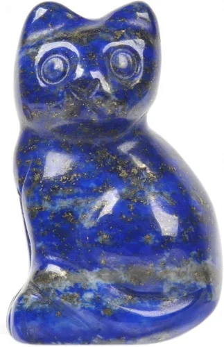 Miniatura 42 de Justinstones Escultura de gato tallada de cristal de cuarzo, estatua de gato de animal gatito de 1.181 in, mini figura de gato sentado de cristal