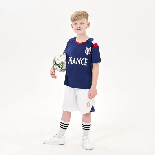 Miniatura 20 de Cnins Camisetas de entrenamiento de fútbol para niños de 2 a 14 años, trajes de práctica para niños y niñas con colores del equipo nacional