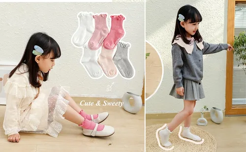 Miniatura 2 de Calcetines vintage de encaje con volantes para niñas pequeñas