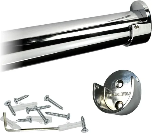 Miniatura 11 de Corte personalizado Hasta 72 pulgadas Barra de armario blanca brillante resistente 1.260 in de diámetro con soportes atornillados a juego