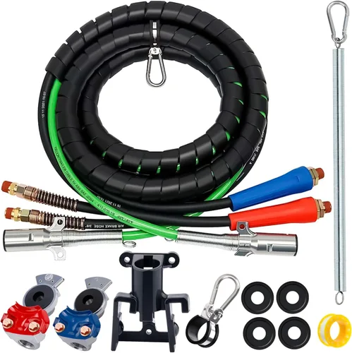 Miniatura 10 de KOOTANS Kit de línea de aire para camión semirremolque de 15 pies 3 en 1, cable eléctrico ABS de 7 vías y mangueras de freno de aire con Glad Hands