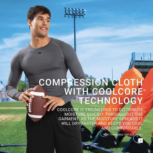 Miniatura 6 de Russell Athletic Camiseta de compresión de manga larga Coolcore estándar para hombre
