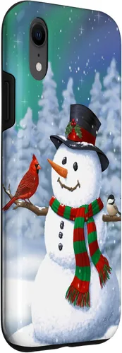 Miniatura 35 de Funda para iPhone 17 con diseño de muñeco de nieve y pájaros en invierno