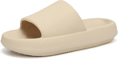 EQUICK Pantuflas de almohada Cloud Slides para mujeres y hombres, pantuflas de ducha y de baño, ultrasuaves, suela gruesa acolchada, interior y