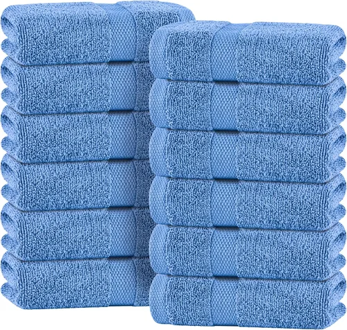 Miniatura 30 de Toallas de mano blancas clásicas para baño [paquete de 12] Toallas de mano de algodón a granel para gimnasio, cocina y spa, 16x27 pulgadas, toallas