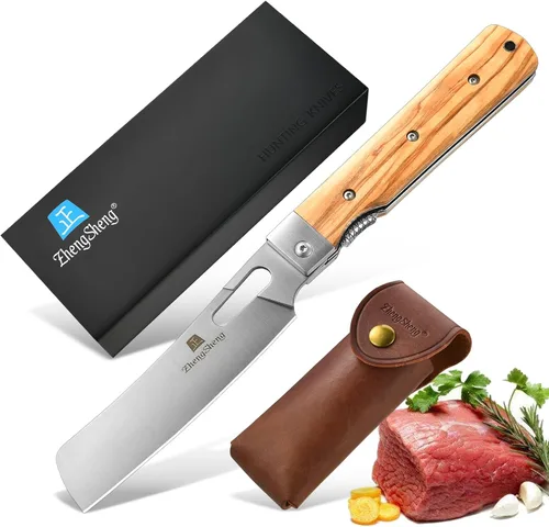 Miniatura 7 de ZhengSheng Cuchillo de Chef Plegable 4.8" Hoja de Acero Inoxidable 440A Afilada Mango de Madera Cuchillo de Cocina Plegable de Bolsillo Estilo #2