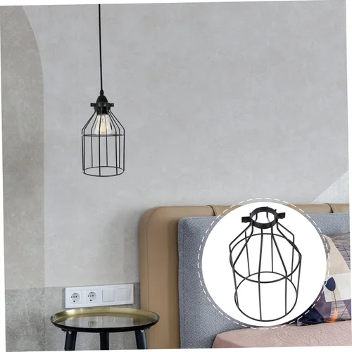 Miniatura 7 de Beaupretty Lámpara industrial jaula de alambre de hierro bombilla jaula ventilador de techo pantallas de luz lámpara industrial lámpara jaula