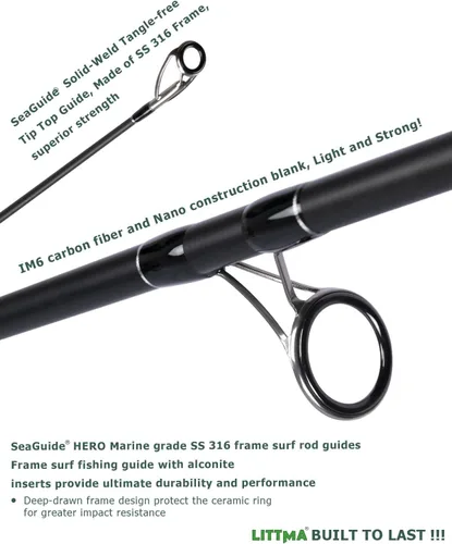 Miniatura 2 de LITTMA Cañas de surf LITTMA Surf Spinning Rod Surf Cañas de surf Agua Salada 12 pies 9 pies 10 pies 11 pies Caña de surf de grafito Caña de surf