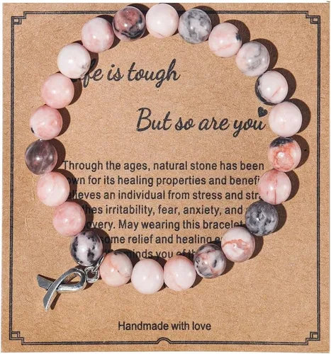 Regalos Get Well Soon pulseras de relajación curativa de piedra natural, regalos inspiradores para mujeres, hombres, adolescentes, niñas, 0.315 in,