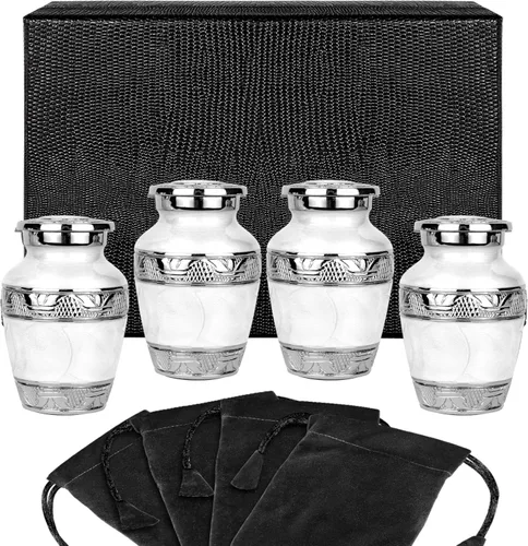 Miniatura 13 de Trupoint Memorials Urnas pequeñas para recuerdo de cenizas humanas, mini urna de cremación decorativa para hombres y mujeres adultos, juego de 4