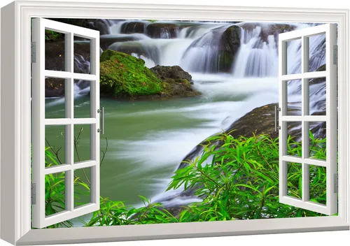Miniatura 17 de wall26 Lienzo impreso para pared, vista de ventana a barco y playa tropical, isla de naturaleza, desierto, fotografía, realismo, paisaje rústico