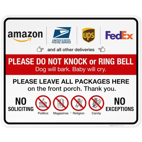 Miniatura 13 de Letrero con texto en inglés «Do Not Knock Or Ring Doorbell Dog Will Cry», 10 x 7 pulgadas, aluminio 040, resistente a la decoloración, fabricado