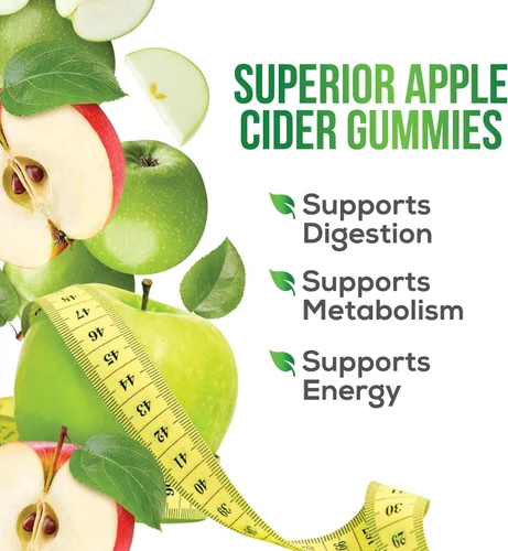 Miniatura 6 de Gomitas de vinagre de sidra de manzana, cero azúcar, vitaminas gomosas ACV de máxima fuerza, vitamina B12 y la madre, metabolismo y apoyo
