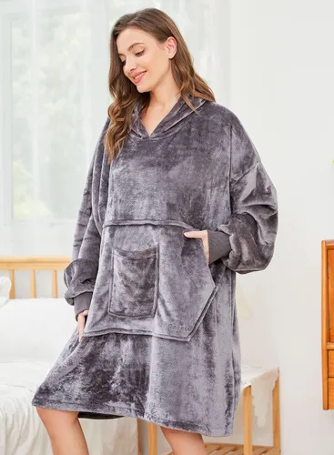 Miniatura 6 de REDESS Blanket Hoodie Sweatshirt, Wearable Blanket Oversized Sherpa with Sleeves and Giant Pocket, Cozy Hoodie for Adult Kids