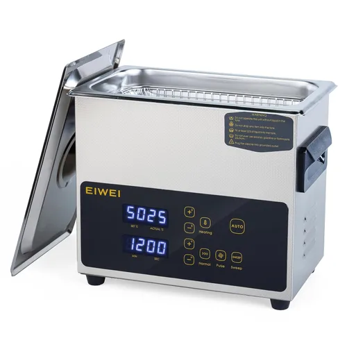 Miniatura 9 de Limpiador ultrasónico profesional de 3 litros (0.85 galones) con perilla de potencia ajustable para joyería, con calentador y temporizador