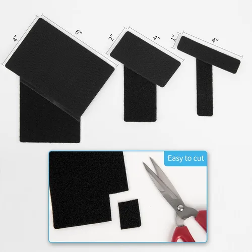 Miniatura 7 de Art3d 16 juegos de cinta adhesiva de gancho y bucle, tira adhesiva de doble cara de 4 x 6 pulgadas, resistente Negro