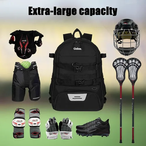 Miniatura 4 de Goloni Lacrosse - Mochila para equipo con dos palos y compartimento separado para tacos y bolsa de hockey sobre césped