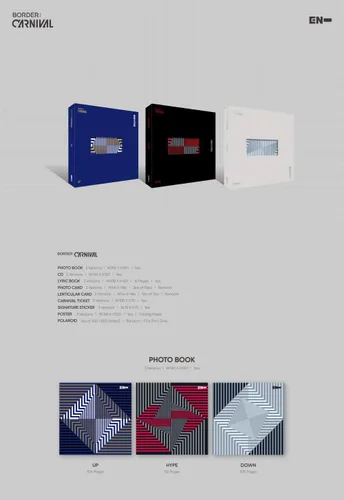 Miniatura 2 de BIGHIT Ent. ENHYPEN - Border : Carnival (2º Mini álbum) Álbum+Juego de tarjetas de fotos extra (ver. Down) (L200002158)