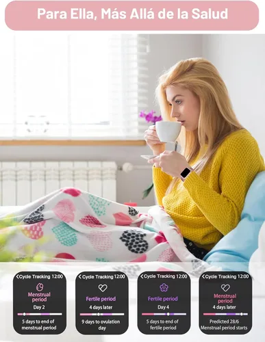 Miniatura 5 de KALINCO - Reloj inteligente para mujer [2 bandas, caja de 44mm] Alexa, rastreador de fitness, monitor de ritmo cardíaco, sueño, estrés, reloj Rosa
