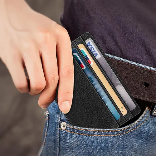 Miniatura 3 de Fintie Billetera delgada y minimalista para bolsillo frontal, con bloqueo RFID, tarjetero y ventana de identificación, para hombre o mujer