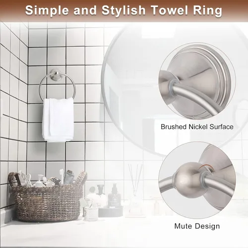 Miniatura 4 de FILTA Juego de accesorios de baño de níquel cepillado, juego de 4 toallas con toallero de 18 o 24 pulgadas Cromo pulido