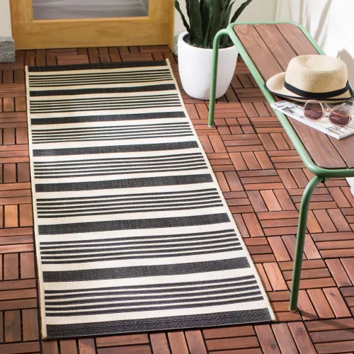 Miniatura 87 de SAFAVIEH Courtyard Collection - Alfombra decorativa, 2.3 x 5 pies, beige y verde oscuro, para interior/exterior, resistente a la intemperie