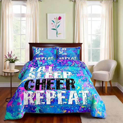 Miniatura 31 de Manfei - Juego de edredón para amantes de la gimnasia y la danza, tamaño individual, juego de ropa de cama romántica con diseño de cielo estrellado