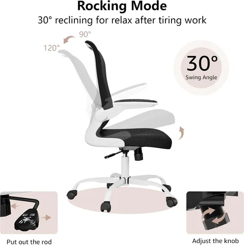 Miniatura 7 de Silla de oficina ergonómica, cómoda silla giratoria para oficina en casa, silla de escritorio de malla transpirable, silla de computadora de apoyo
