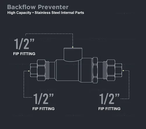 Miniatura 4 de Midline Valve 190U012 Válvula de prevención de reflujo para aplicaciones de calefacción hidrónica; Conexiones FIP de 1/2 pulg; Hierro fundido