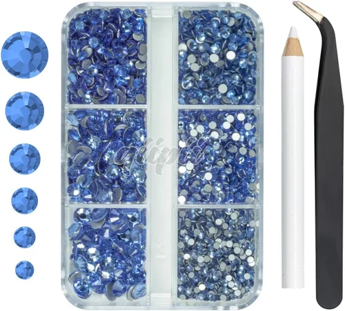 Miniatura 15 de Juego de 4010 diamantes de imitación dorados champán para arte de uñas, diamantes de imitación de parte trasera plana, dijes dorados para uñas, 6