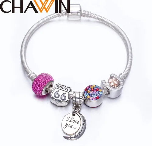 Miniatura 5 de Colgante de plata de ley 925 con texto en inglés "I Love You To the Moon and Back" para mamá, mujeres y niñas, Acero inoxidable, Circonita Cúbica